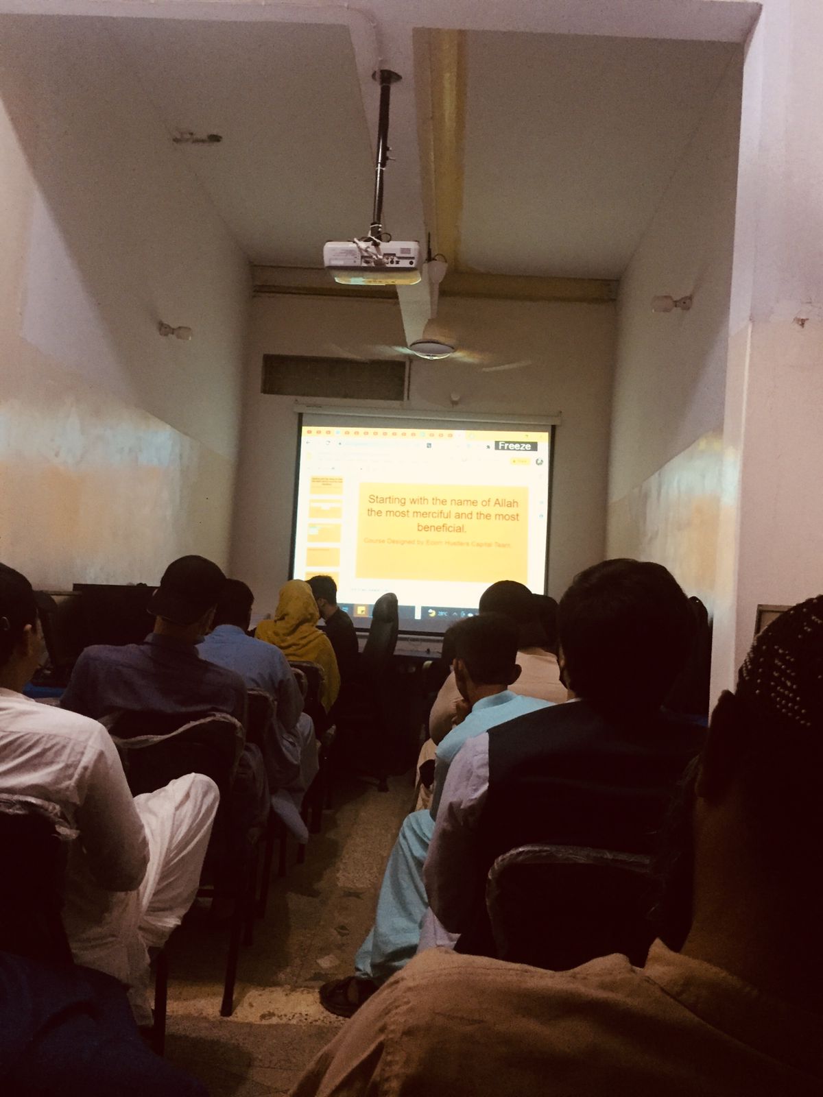 Teaching students with microphone
